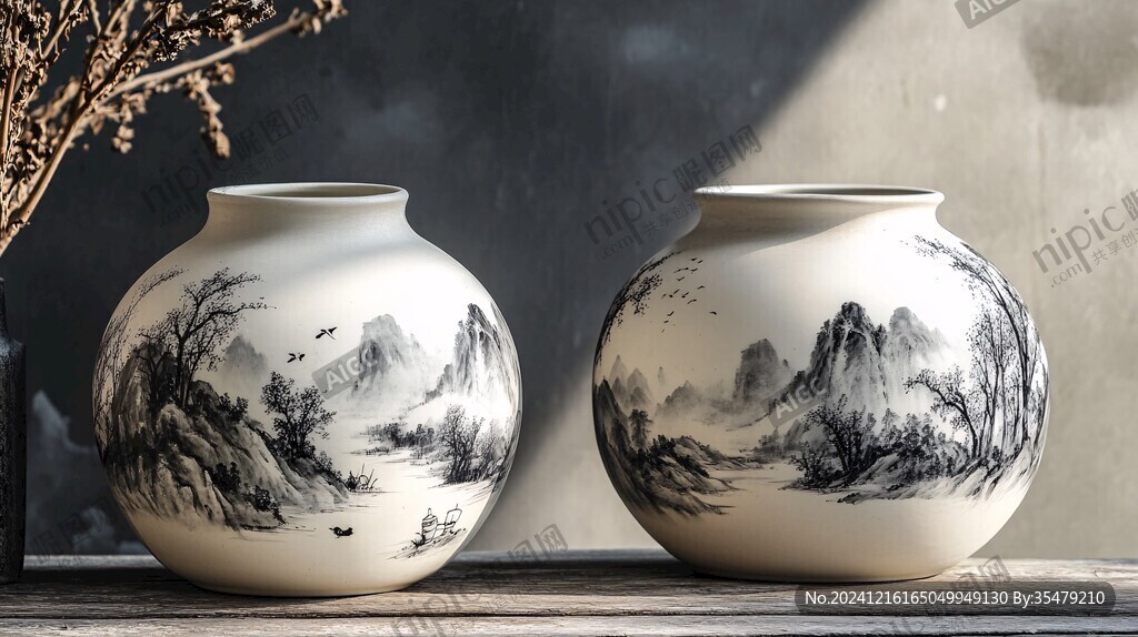 山水畫瓷器