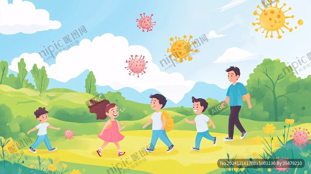 五一兒童春游插畫