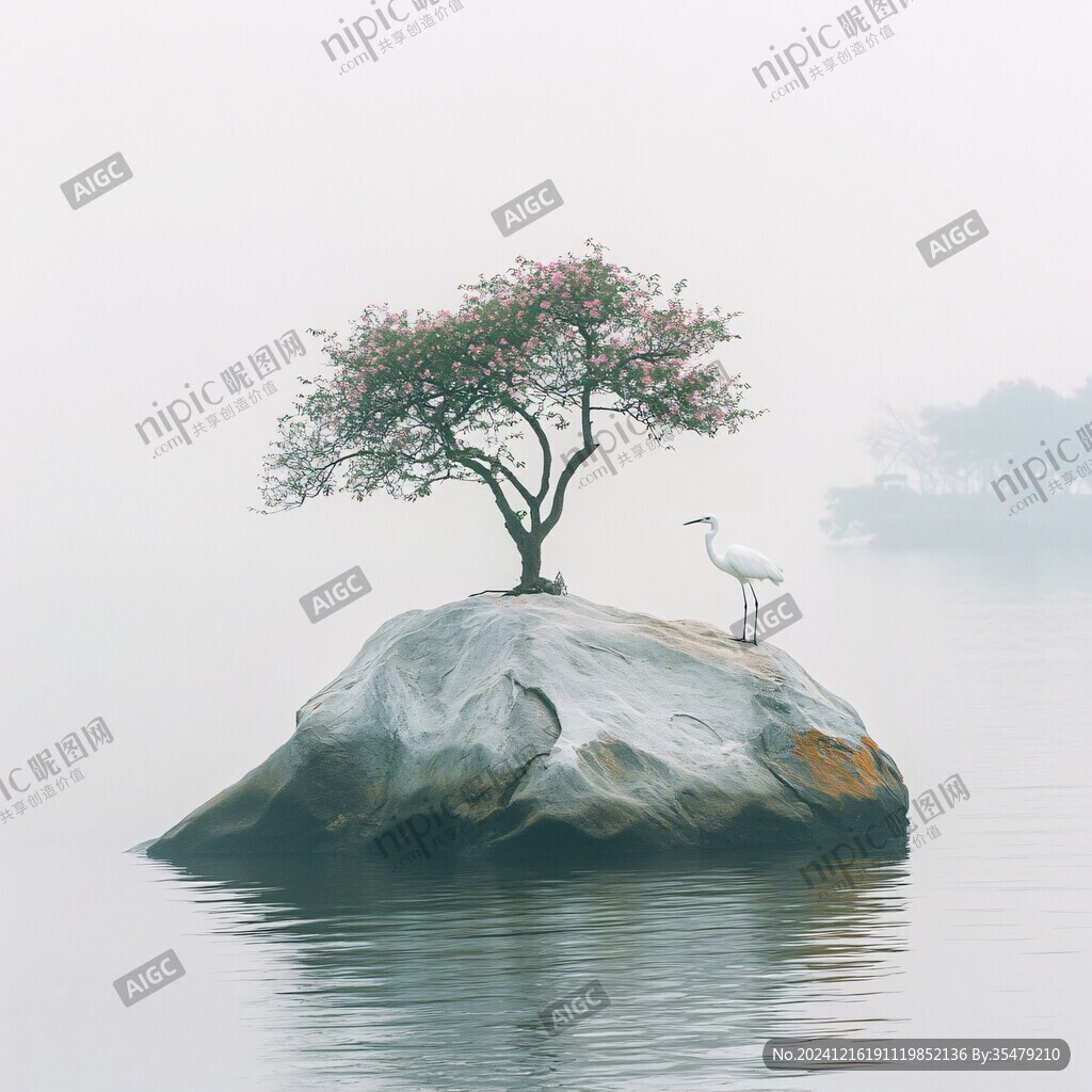 水邊的一顆合歡大樹