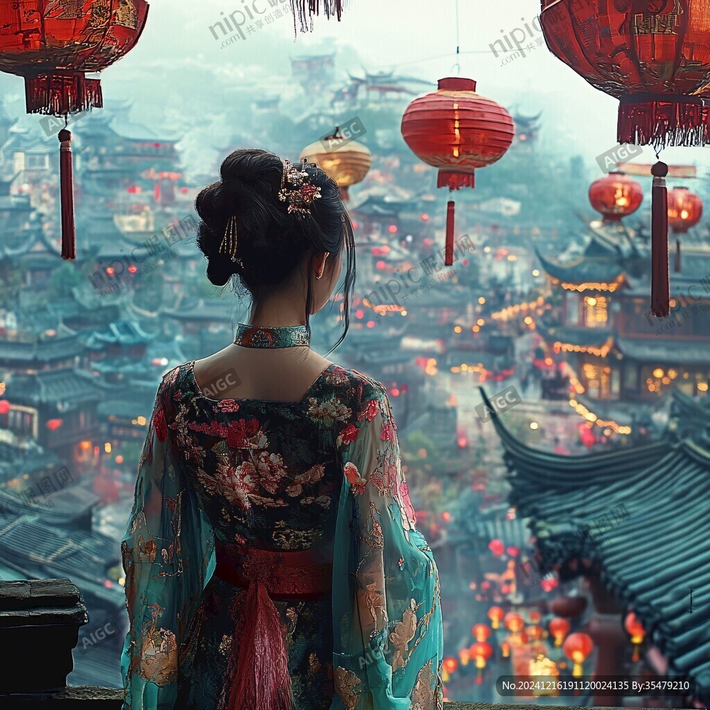 漢服美女背影