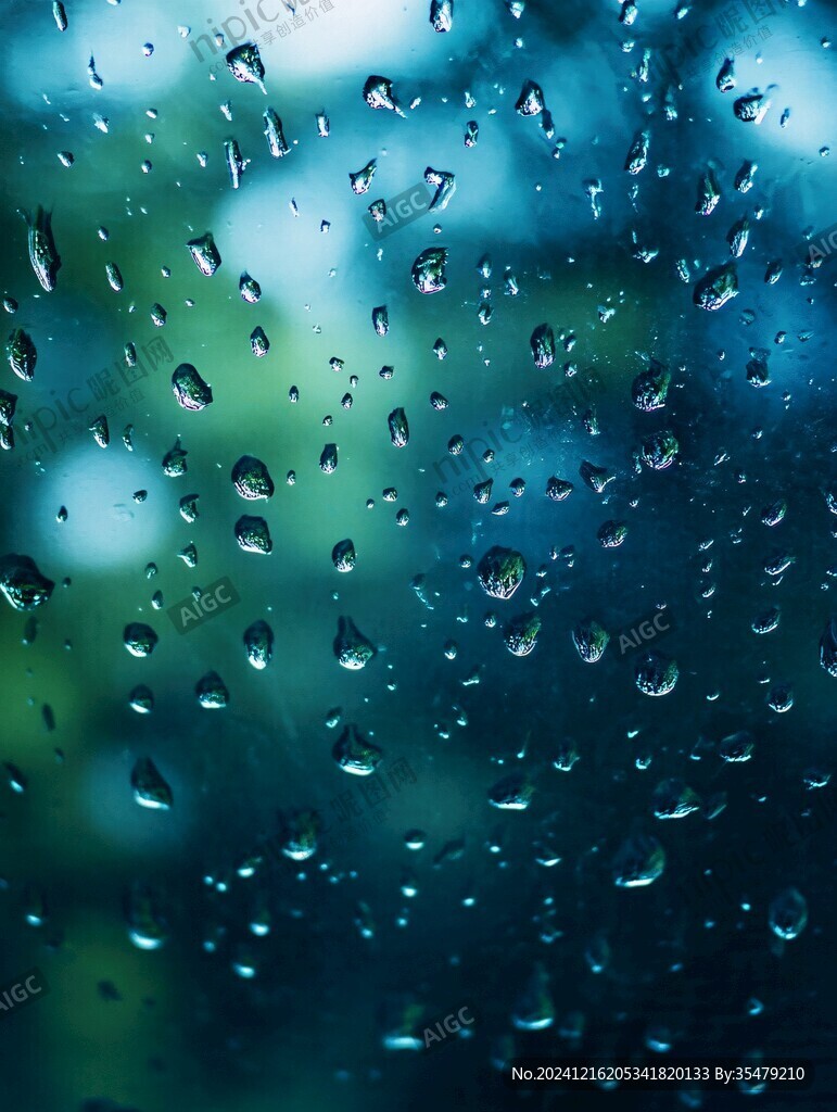 玻璃朦朧雨滴