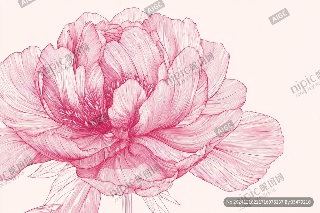 線稿花朵插畫