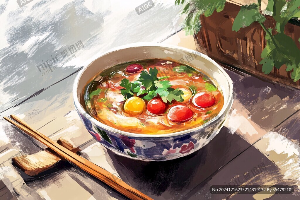 疙瘩湯插畫