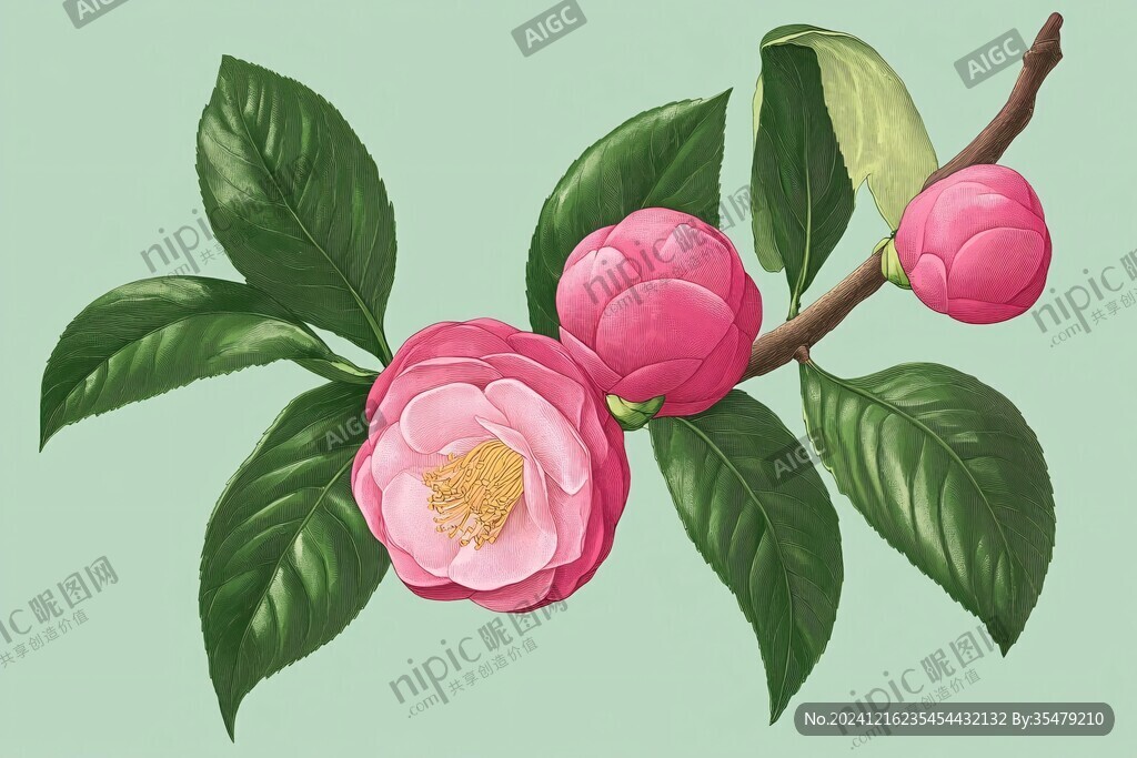 山茶插畫