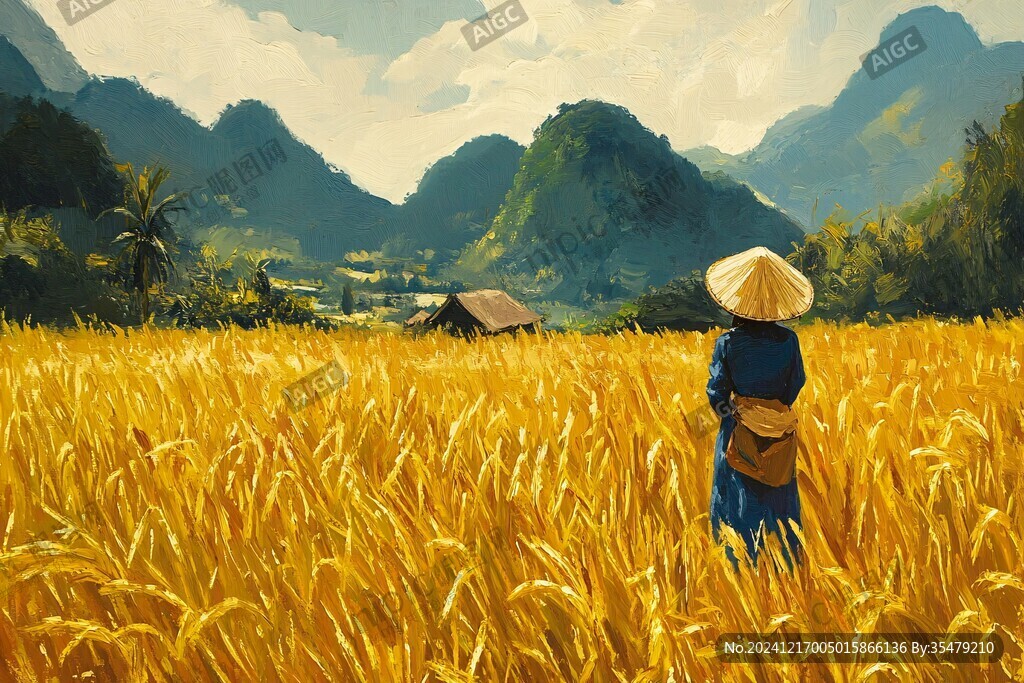稻田插畫瑤族大米