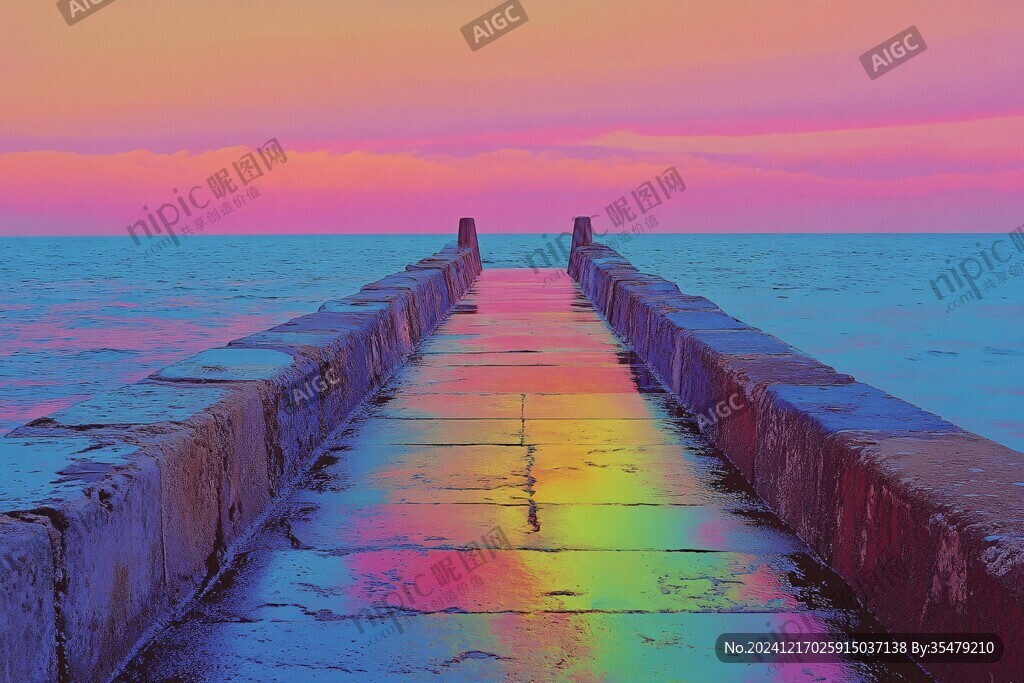 粉紅色超現(xiàn)實海景