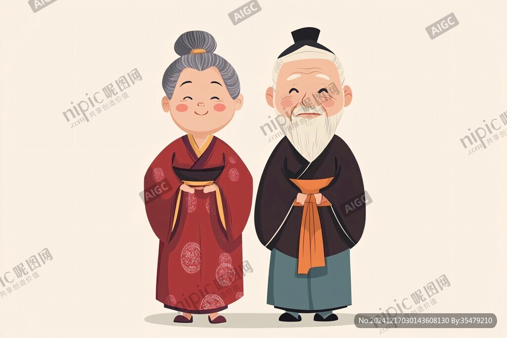 卡通大叔大媽
