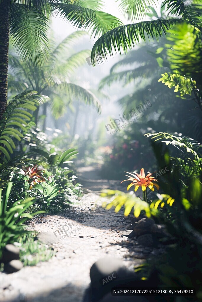 熱帶雨林花草樹木背景