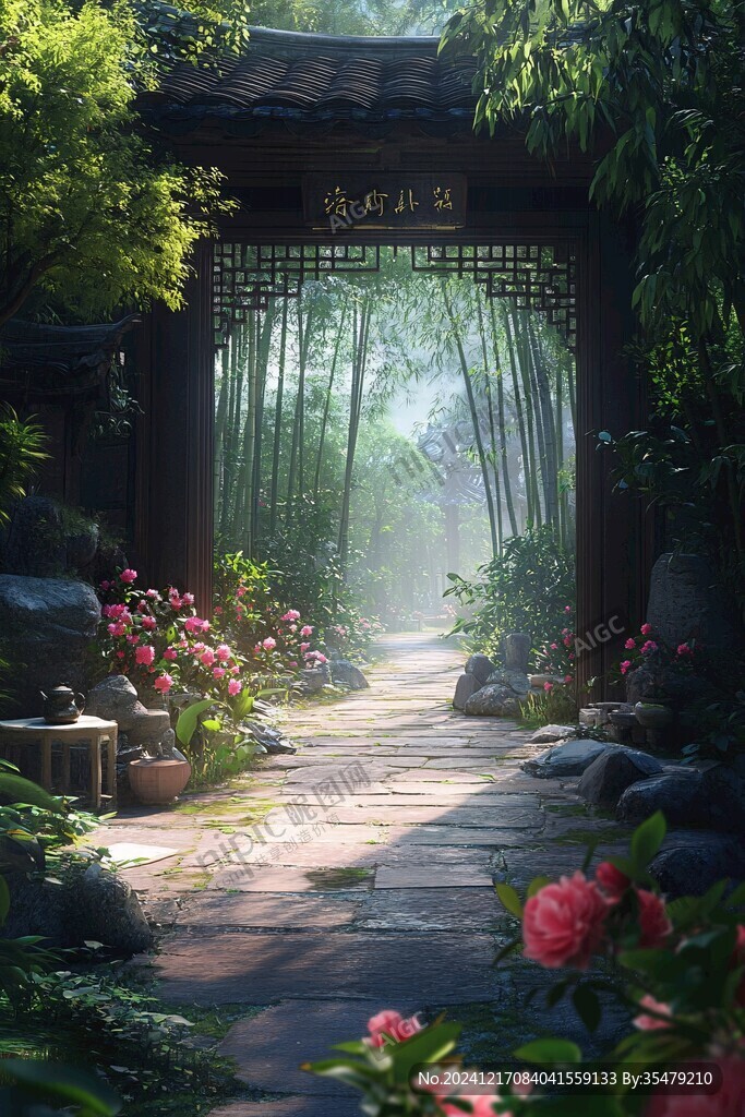 古風(fēng)庭院插畫