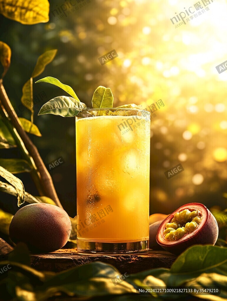 滿杯百香果飲品高清圖