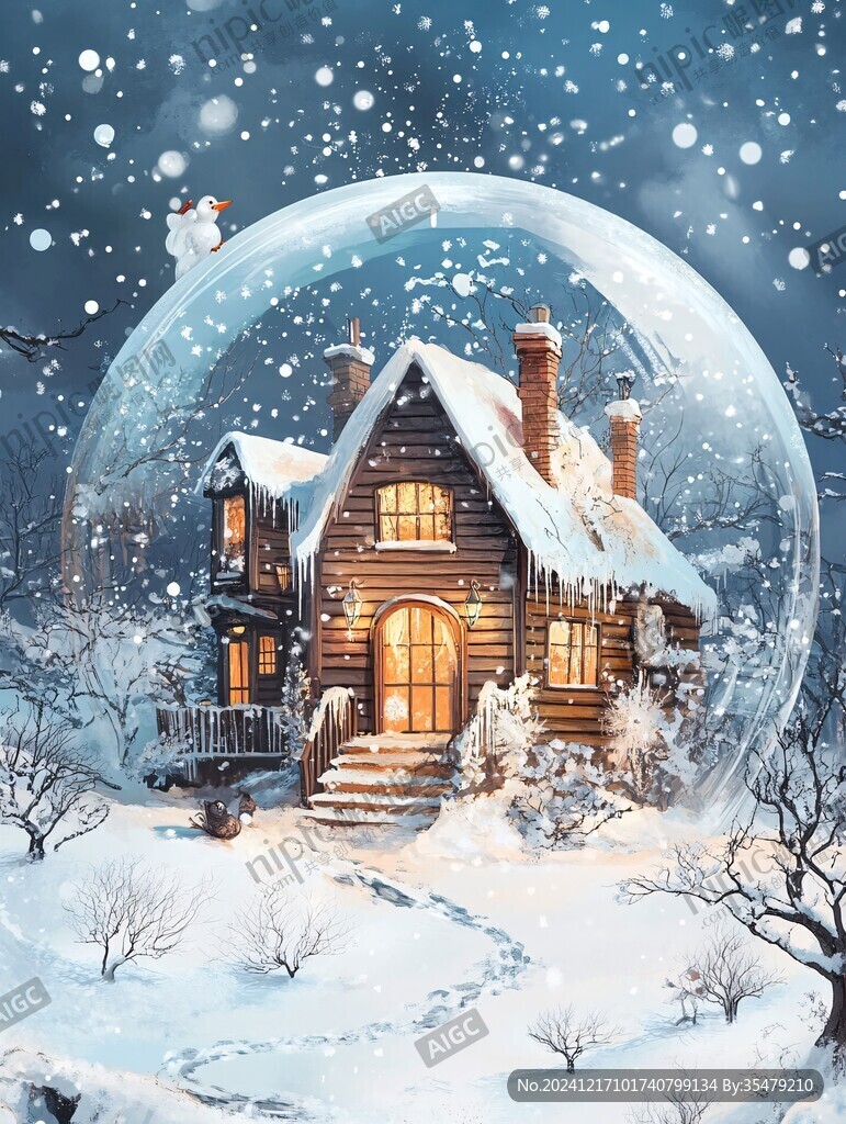 冬天雪屋積雪雪景