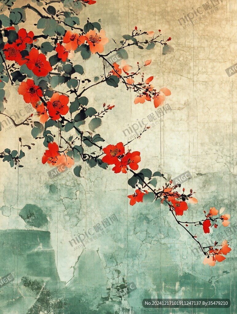 古風(fēng)油畫質(zhì)感花卉