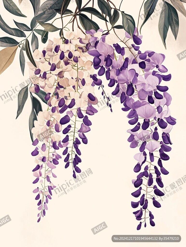 紫藤花插畫