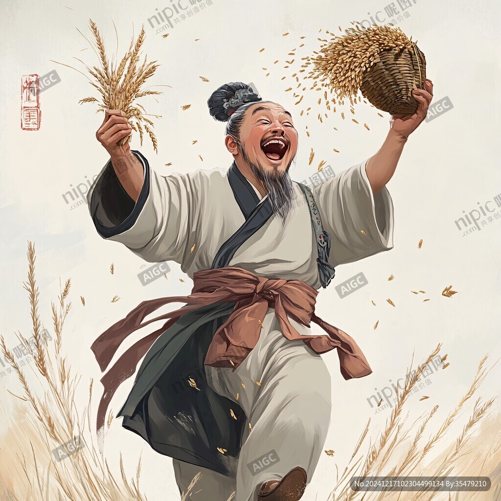揚谷豐收插畫