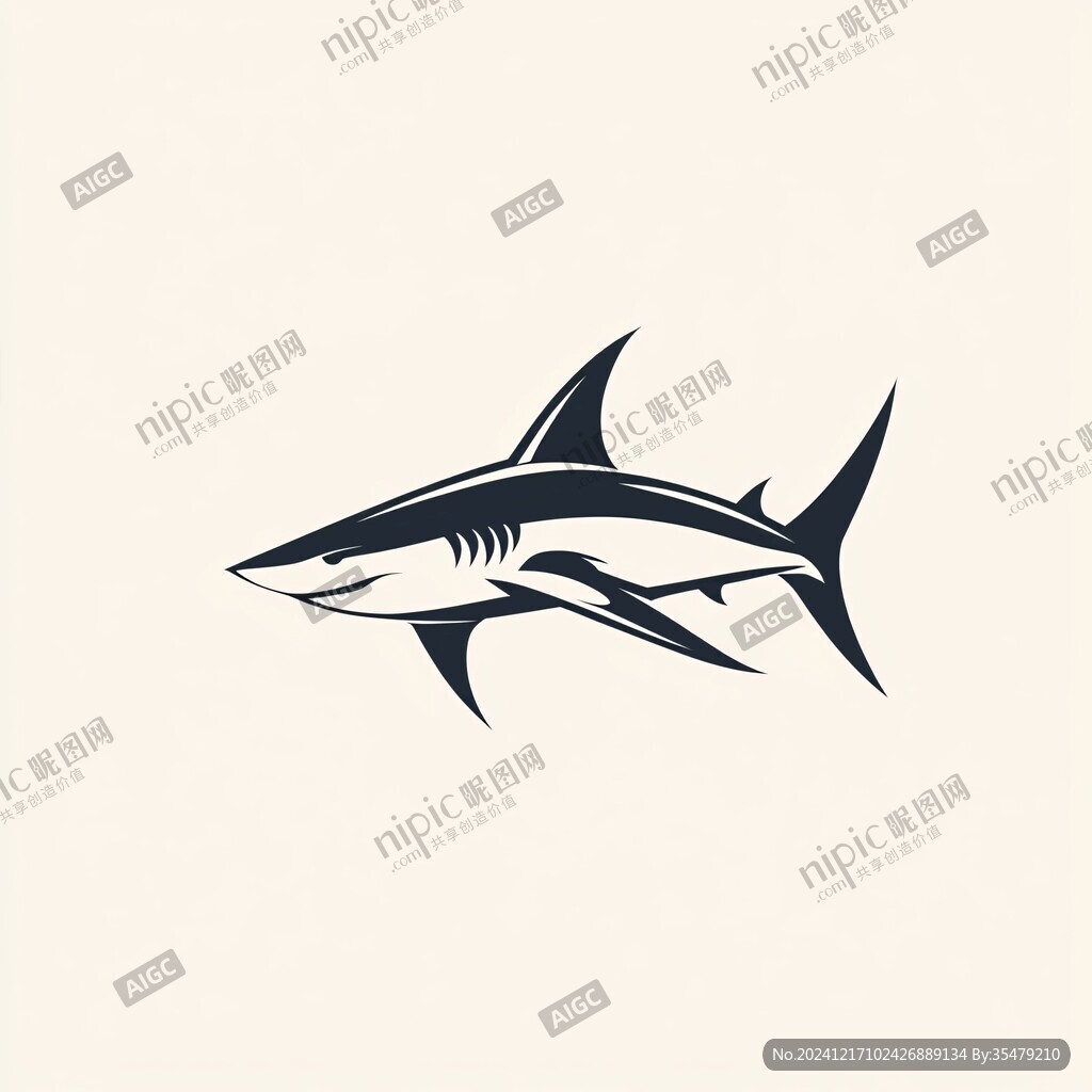 鯊魚標志魚刺logo