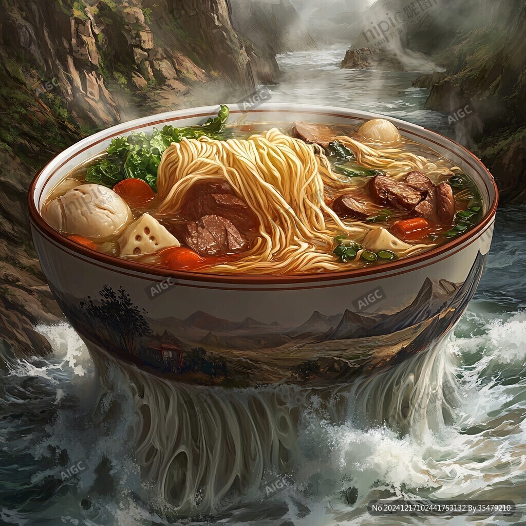 大碗面插畫