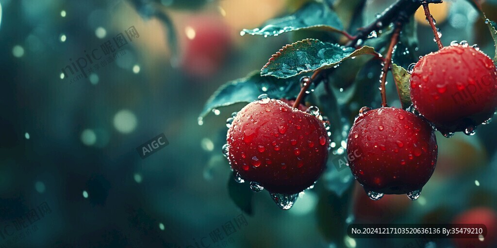 雨中紅果