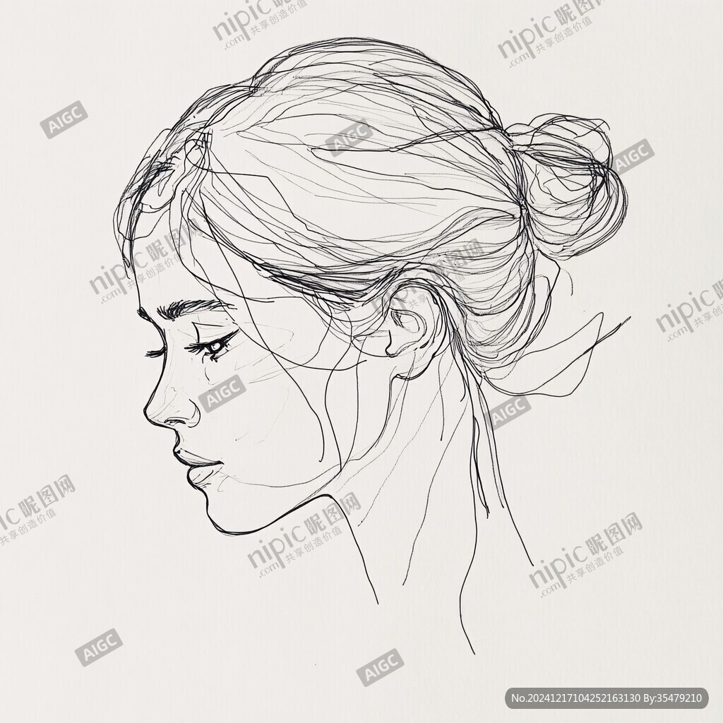 女人側臉線稿