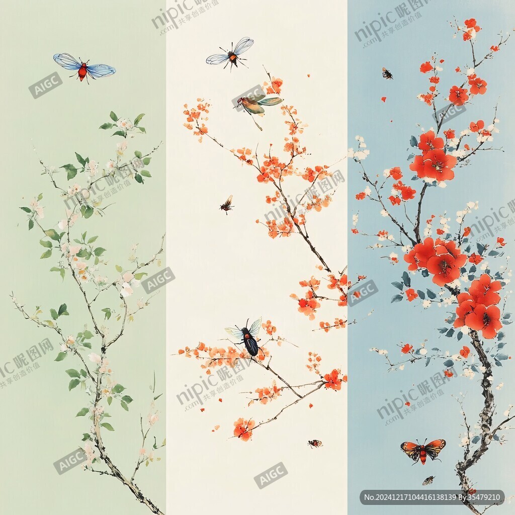 四季花鳥紋春夏秋冬