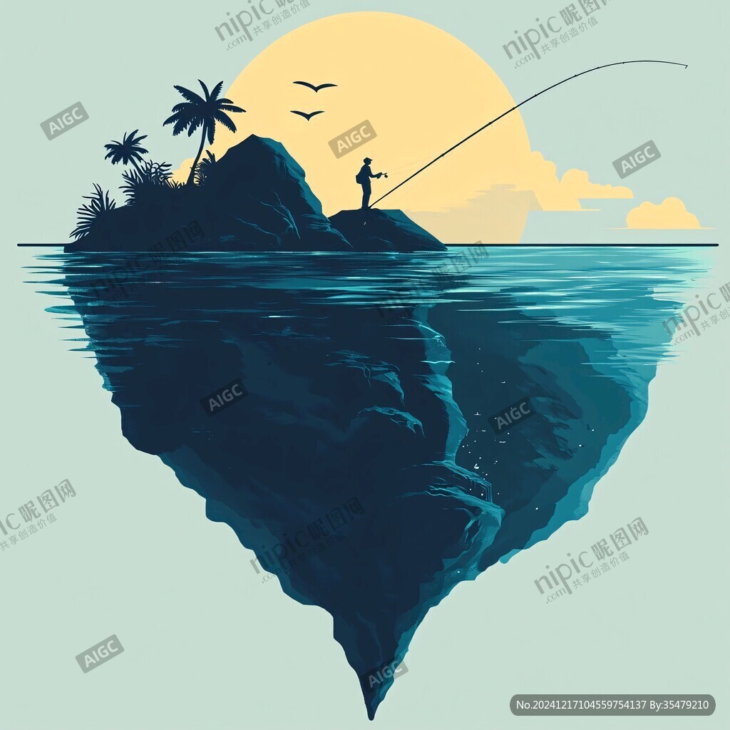 創(chuàng)意海報捕魚元素