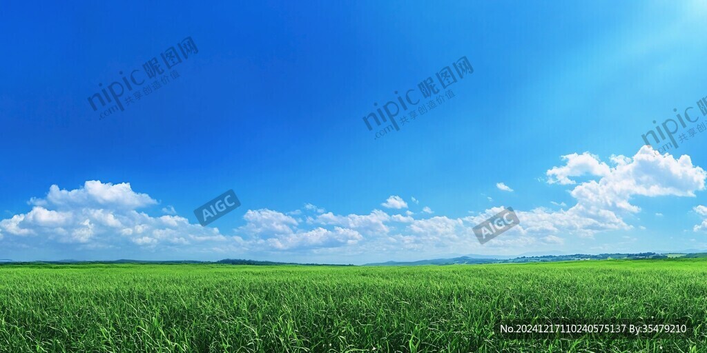 寬幅藍天白云綠地