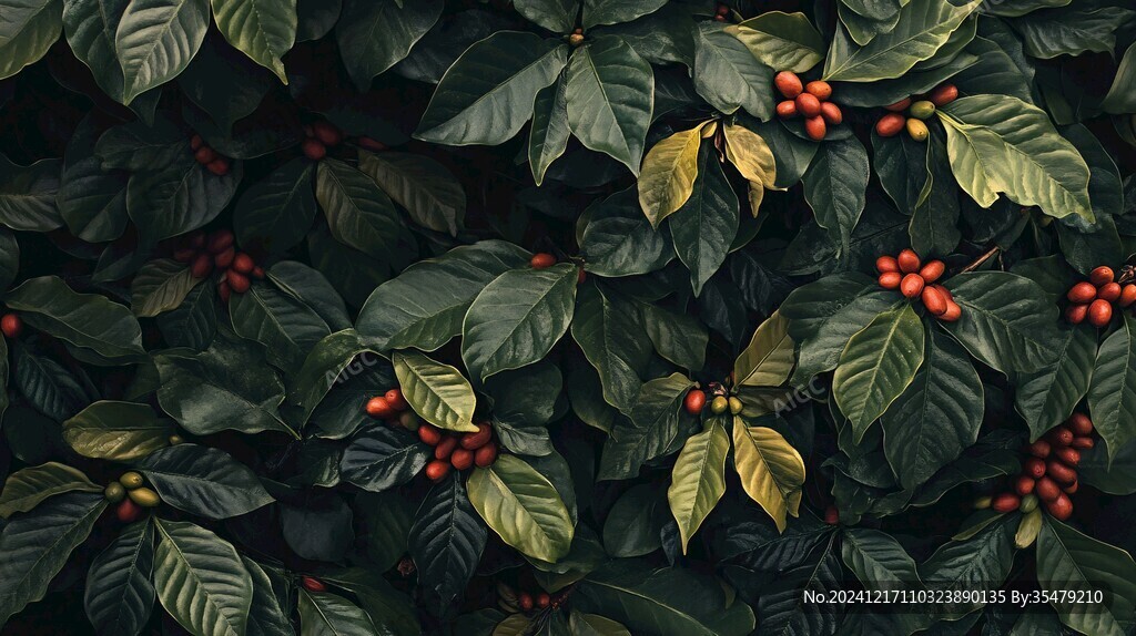 場(chǎng)景咖啡植物插畫