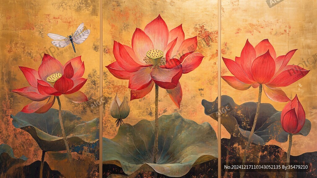 荷花藝術屏風