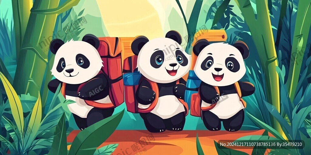 熊貓扁平插畫