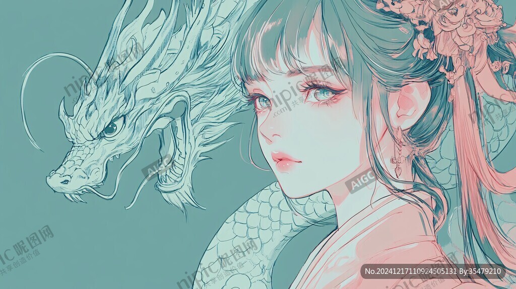 龍鳳插畫上色