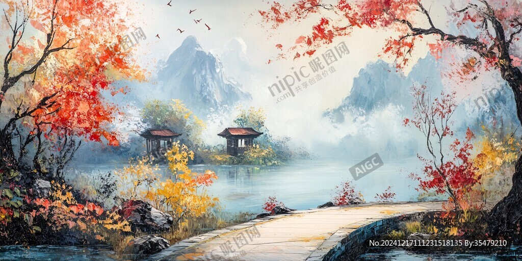 古風(fēng)秋天景色插畫