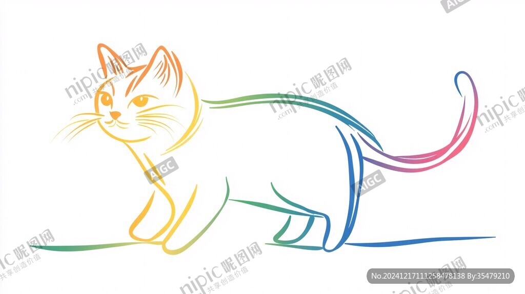 小貓簡約線條圖