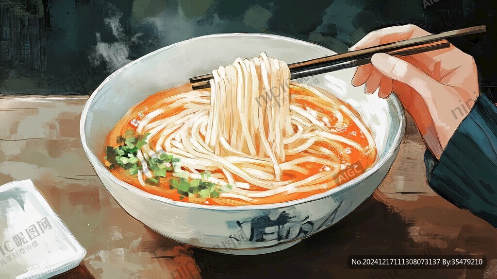吃面插畫
