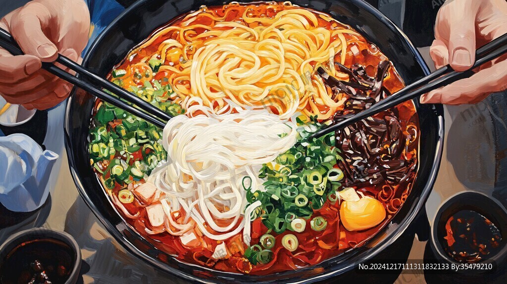 吃面插畫