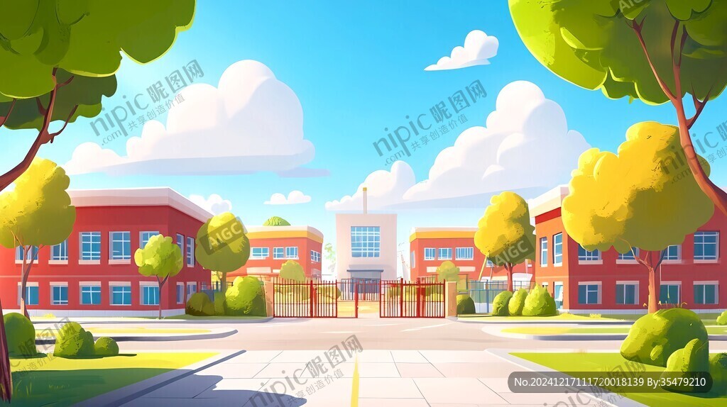 校園場景插畫