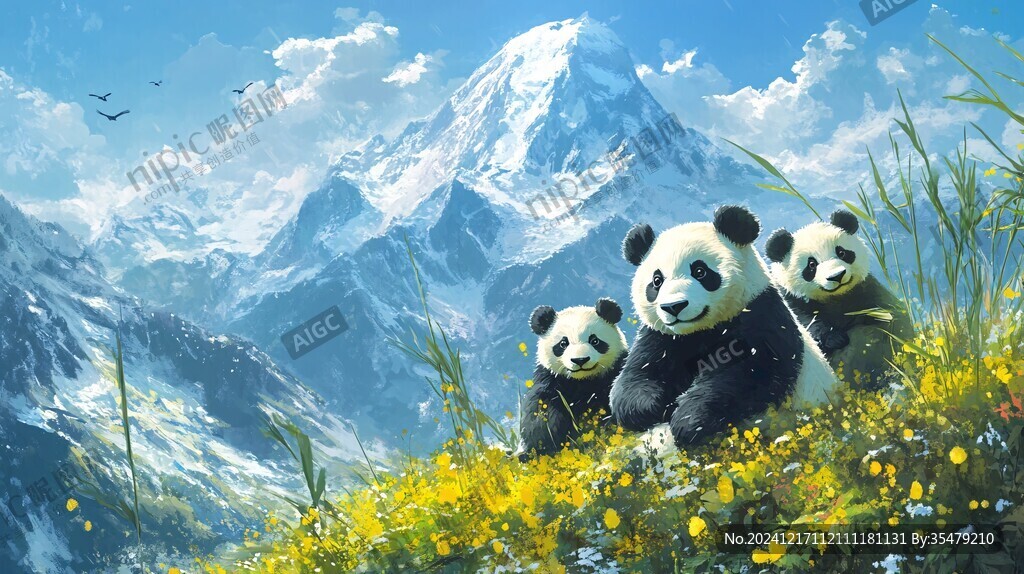 寫實熊貓插畫