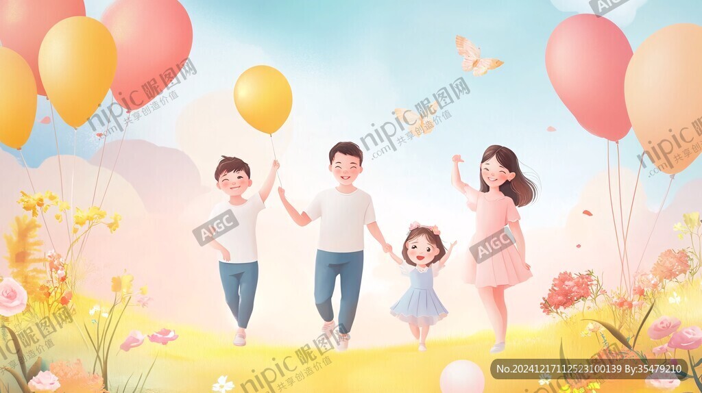 幸福家庭插畫