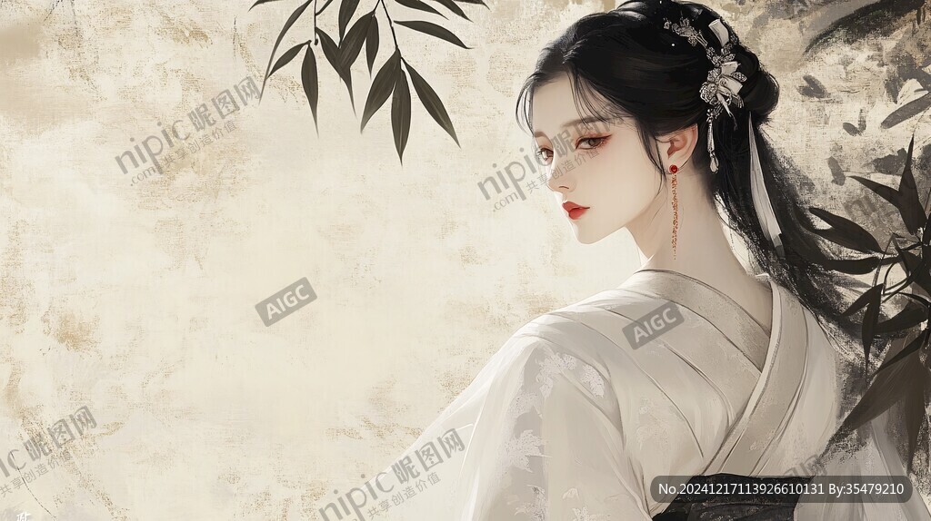 古風(fēng)美女頭像插畫封面