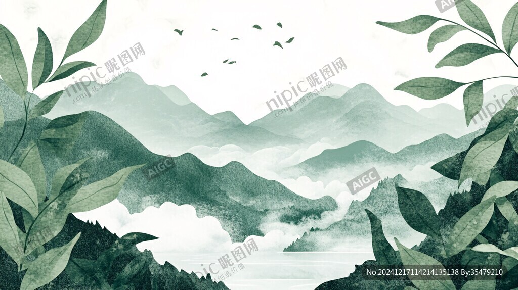 古典古風(fēng)青綠山水背景