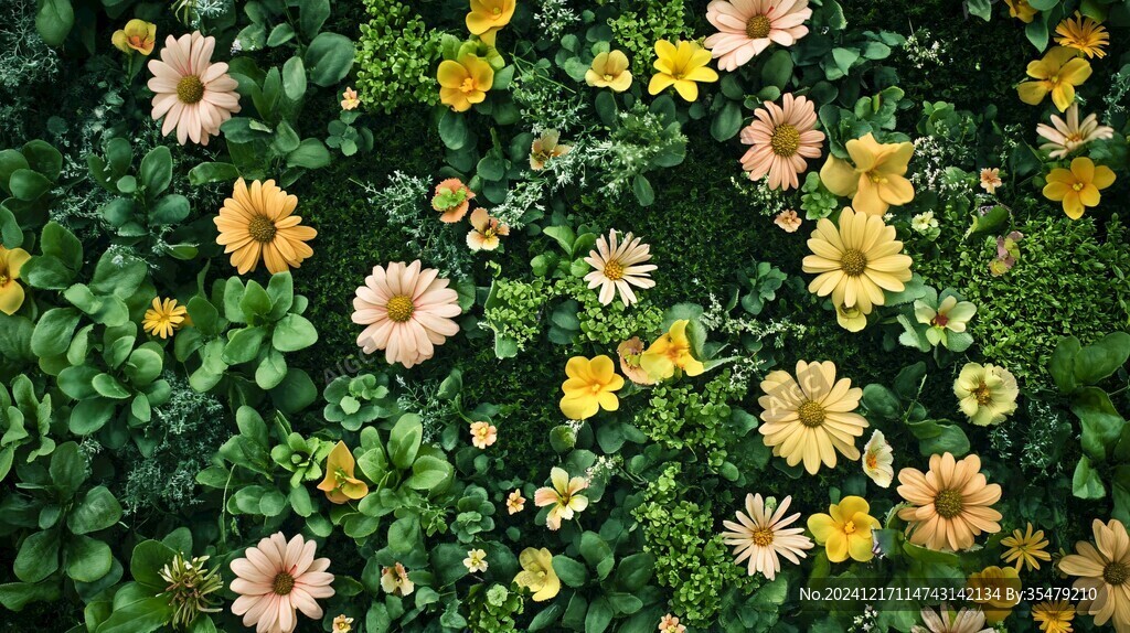 高清綠葉鮮花墻