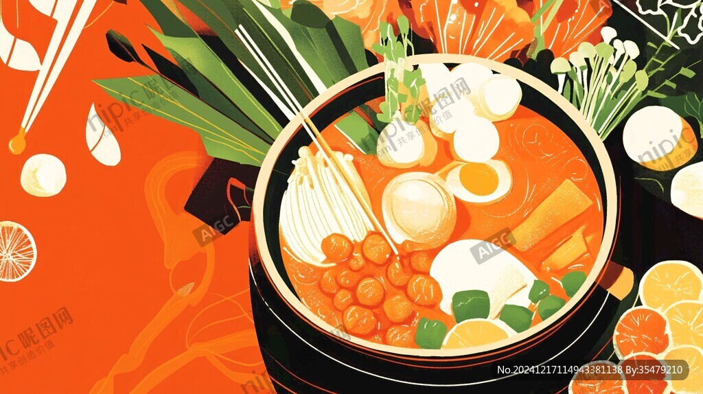 火鍋海報美食插畫