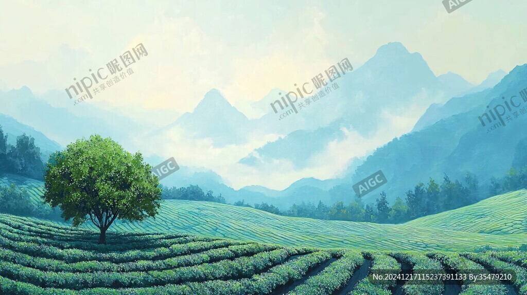 茶園風(fēng)光插畫