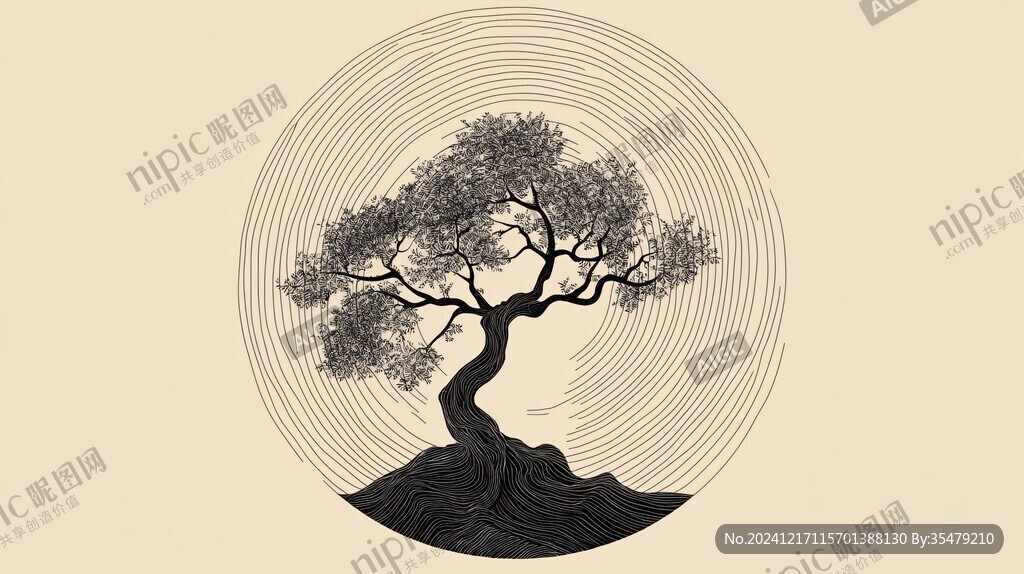 抽象樹樹形意境