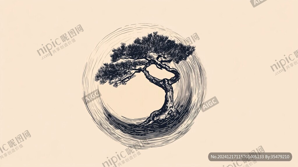 簡潔古松