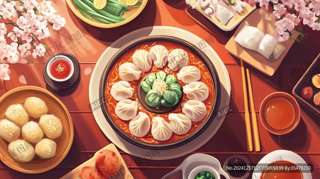 水餃意境插畫