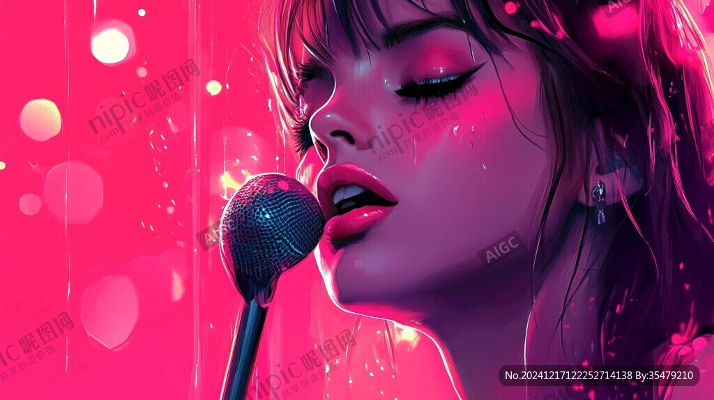 女歌手插畫