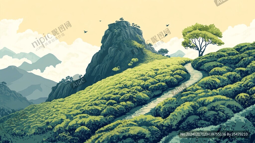 茶山插畫