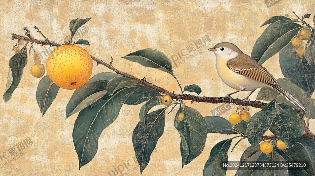 新中式枇杷花鳥