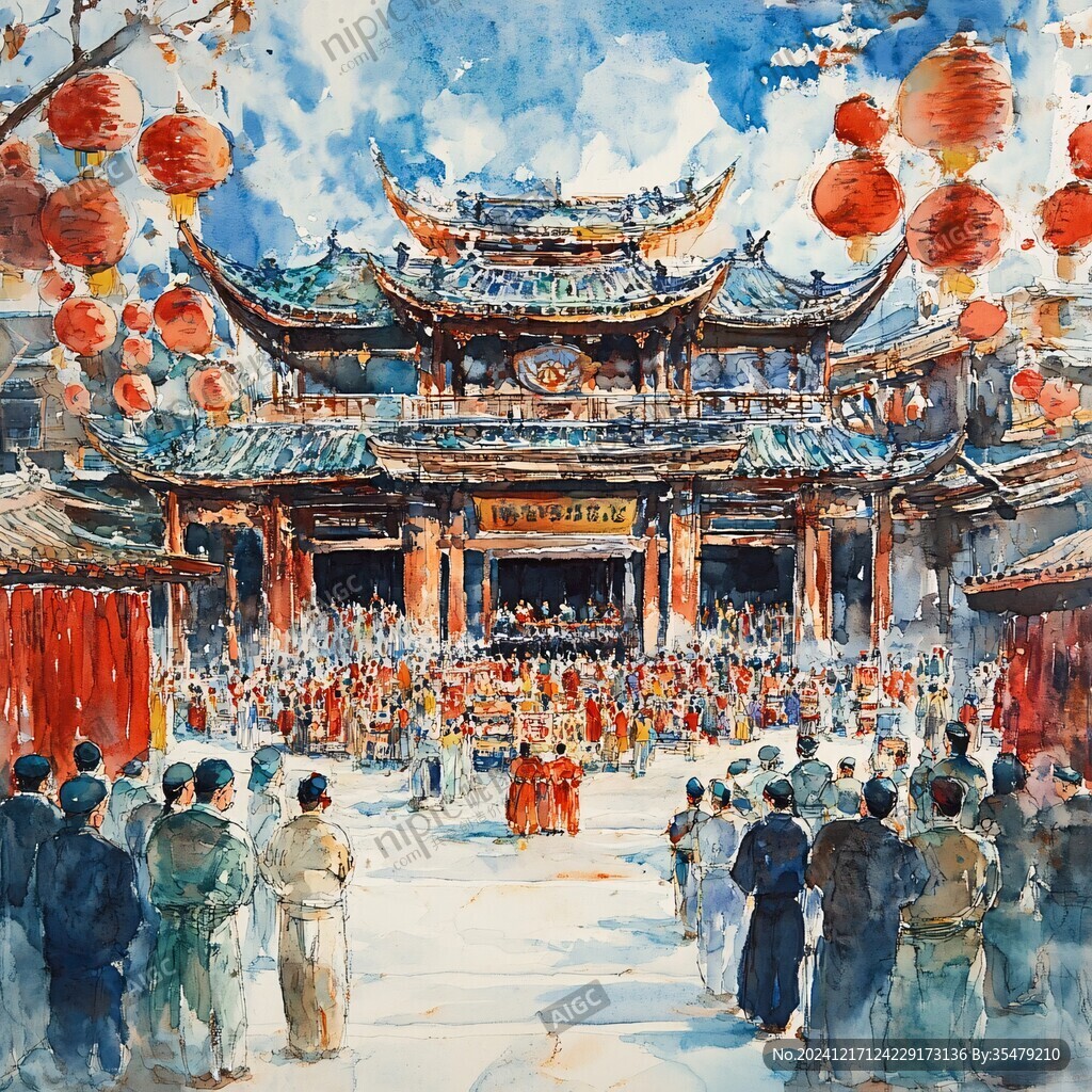 光孝祠水彩