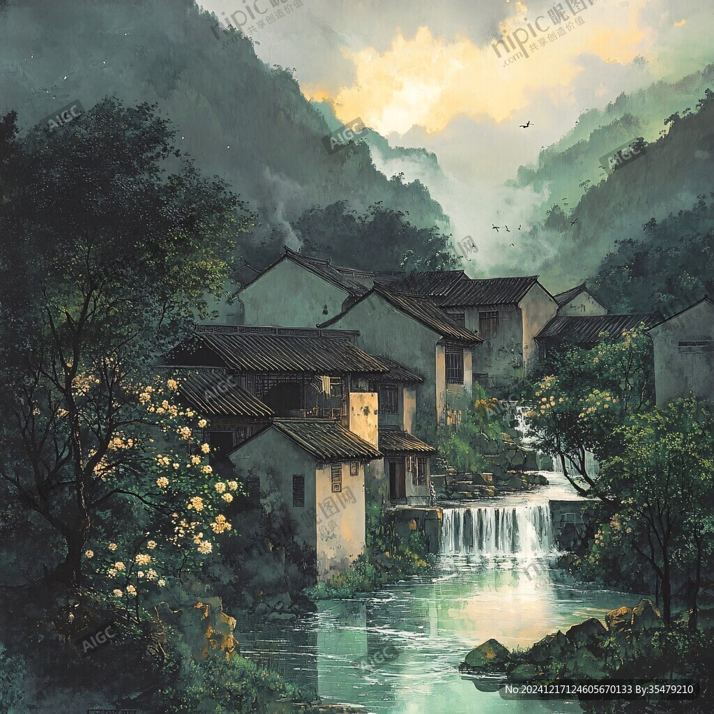 新中式油畫風(fēng)景