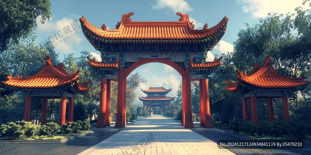 山門(mén)牌坊效果圖